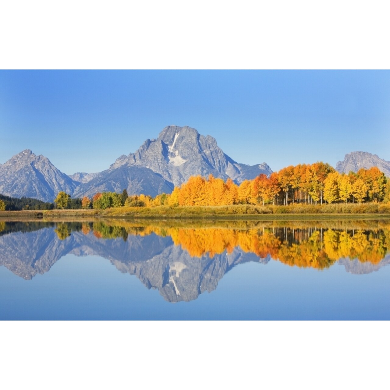 Usa Grand Teton National Park; Wyoming Mount Moran In Distance Landscape Of Oxbow Bend On Snake River Print